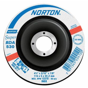Imagem de Disco de Desbaste para Inox 4.1/2" Norton 114,3x5,0x22,22m - BDA530