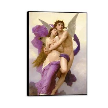 Imagem de SDYJ6GSW Pôster de arte clássica de William Bouguereau decoração de parede famosa pintura a óleo sobre tela figura feminina arte de parede para sala de estar (85 x 60 cm (33 x 24 pol.) Moldura pronta