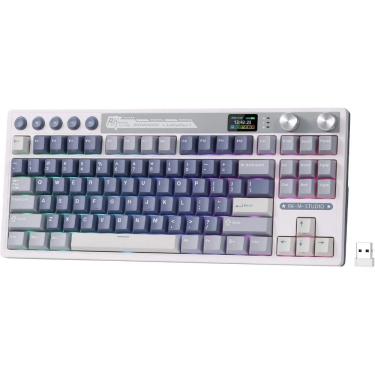 Imagem de Teclado Mecanico Royal Kludge RKM87 75% Sem Fio Switch Cream