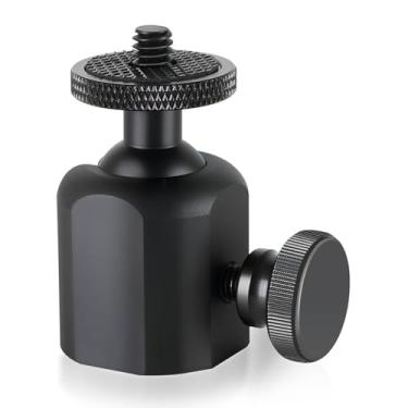 Imagem de Danoib Mini cabeças esferográficas, cabeça de tripé com sapata quente de 1/10.2 cm, adaptador de montagem de câmera com cabeça esférica rotativa de 360°, carga máxima de 4,5 kg com tripés, suporte de