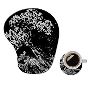 Imagem de Mouse pad ergonômico com descanso de pulso, confortável tapete de mouse em gel para computador, suporte de pulso para laptop, mouse para alívio da dor com base de poliuretano antiderrapante, onda