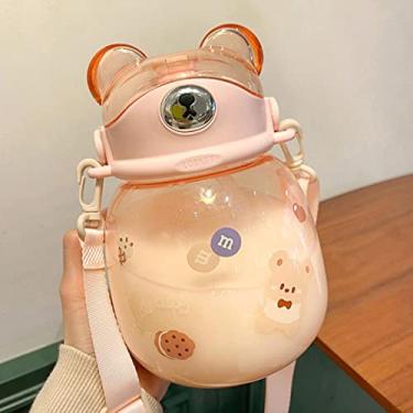 Imagem de Garrafa de água para plástico transparente de grande capacidade bonito suco leite chá copo de água com alça livre de BPA