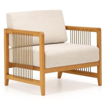 Imagem de Poltrona Lene Madeira Avelâ com Opções de Tecido e Corda - Ozki, Linho