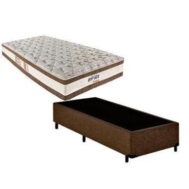 Imagem de Conjunto Box Solteiro (Colchão Ortomax D45 Biflex + Base Box), Marrom,