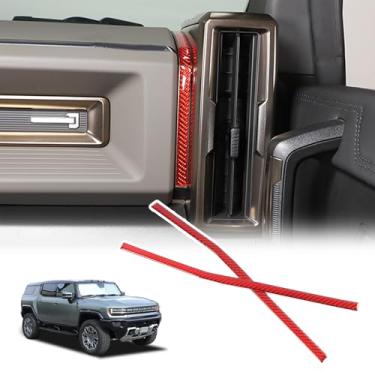 Imagem de Suetlcoity Painel de painel central lateral CA saída de ar moldura tira guarnição compatível com 2024-2025 Hummer EV acessórios de fibra de carbono real acabamento de saída de ar de porta de carro