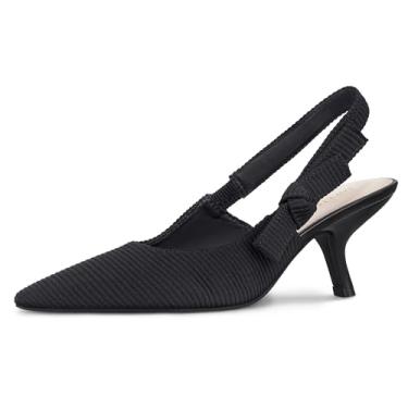 Imagem de DIFEMA Sapato social feminino com salto gatinho fechado, bico fino, laço e laço, Preto, 35
