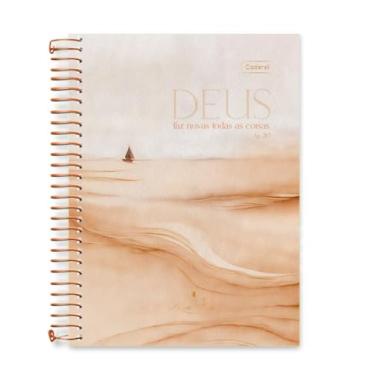 Imagem de Agenda Espiralada Cadersil semanal 80 Folhas com Aba – Tema Deus cor laranja – Capa Dura.