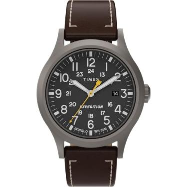 Imagem de Timex Relógio masculino Expedition Scout 40 mm - pulseira marrom mostrador preto caixa cinza