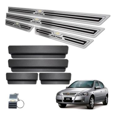 Imagem de Soleira Aço Inox Chevrolet Astra Preto Baixo Relevo 4 Portas