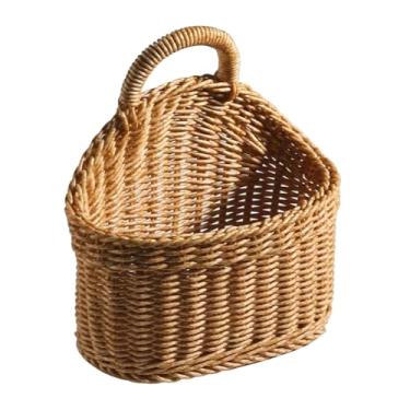 Imagem de JWTIFOA Cesta suspensa de plástico, cestas decorativas para porta da frente para flores, plantas, cesta de vime pequena para organizar