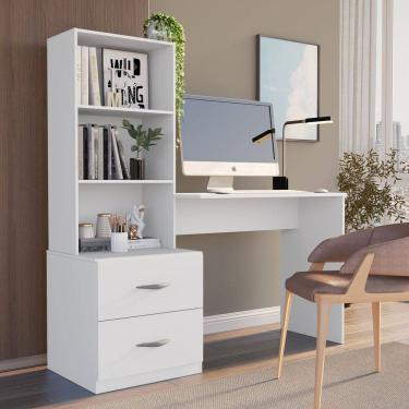 Imagem de Escrivaninha Com 2 Prateleiras E 2 Gavetas Compacto Ônix