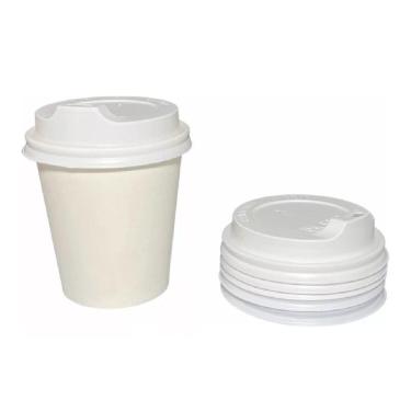 Imagem de Copo Papel Branco 110Ml Tampa Biodegradável 100Un Térmico