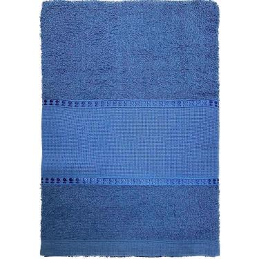 Imagem de Toalha Banho Barra Para Bordar Ponto Cruz 65X130 Azul Escuro