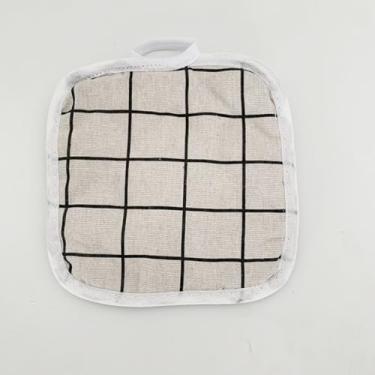 Imagem de Tapete de isolamento de algodão e linho, tapete de panela multiuso anti-queimadura de cozinha, tapete de mesa de jantar, algodão de tecido, 6 peças (estilo grade branca * 6)