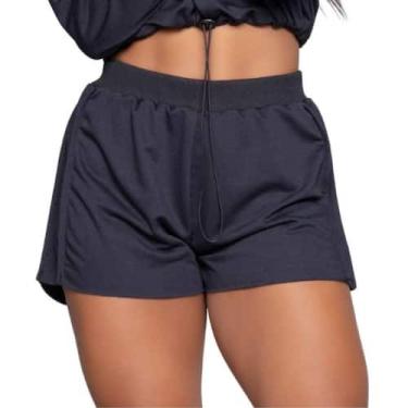 Imagem de Short Gringa Moletinho WLS Modas Cós Alto Blogueira Moda Casual, P, Pr
