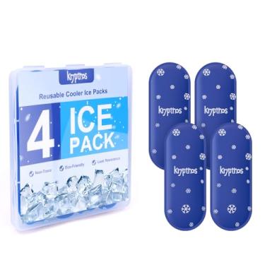 Imagem de Krypthos Pacote com 4 pacotes de gelo reutilizáveis para insulina diabética, estojo de viagem, pacotes de gel para freezer finos e duradouros para bolsas térmicas de insulina, viagens, acampamento e