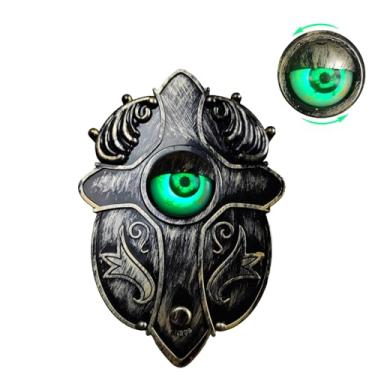 Imagem de Decorações de Halloween, campainha assustadora de globo ocular de Halloween - olhos verdes brilhantes rotacionais e som assustador, fácil instalação para decoração de porta de Halloween de casa