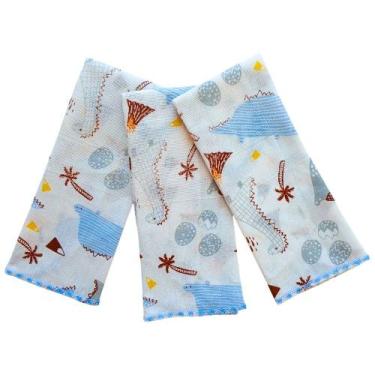 Imagem de Kit 3 Paninho de Boca Fralda Algodão Bebê Enxoval Menina Menino - Teci