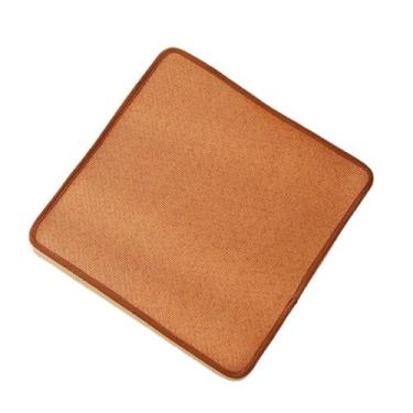 Imagem de pufe Almofada de reforço piso verão cadeira vime quadrada tecida chão Tatami Futon(Khaki,45 * 45cm)