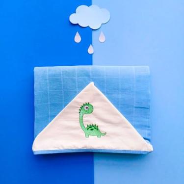 Imagem de Toalha de Banho Bebê com Capuz Bordado Fralda Soft 100% Algodão Praia Piscina (Dinossauro Verde)