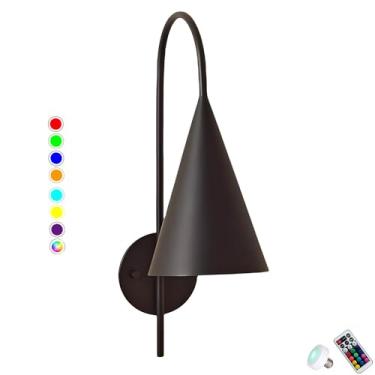 Imagem de Conjunto de dois apliques de parede, luminárias de parede internas operadas por bateria, luminárias de parede LED pretas foscas, apliques com fio reguláveis, luminária de parede sem fio para