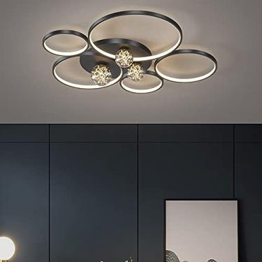 Imagem de Lustre moderno regulável Led sala de jantar luz teto sala estar lâmpada contemporâneo forma redonda design embutido quarto cozinha ilha mesa controle remoto luminária de