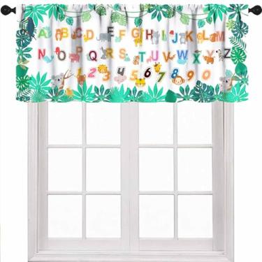 Imagem de Saia de janela para sala de aula, alfabeto ABC, verde, folhas de eucalipto, planta, ferramentas de aprendizagem, educação escolar, infantil, quarto de bebê, sala de estar, volta às aulas, 1 peça, 137