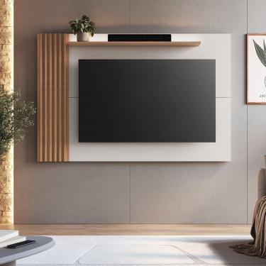 Imagem de Painel para Tv 65 Polegadas com Detalhe Ripado Arkansas Freijó/Off White