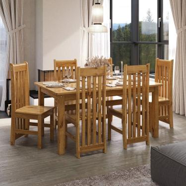 Imagem de Conjunto Sala de Jantar Mesa Retangular 160cm e 6 Cadeiras em Madeira Maciça Nimes Espresso Móveis Nogueira