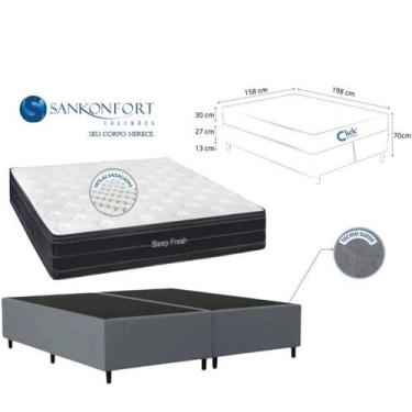 Imagem de Conjunto Queen Alto Padrão  Colchão Molas Ensacadas Sleep Fresh Sankon