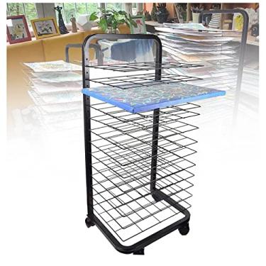 Imagem de Prateleira de secagem de arte, prateleira de arte de chão com rodas, ideal para escolas de educação e clubes de arte, dobrável para economizar espaço
