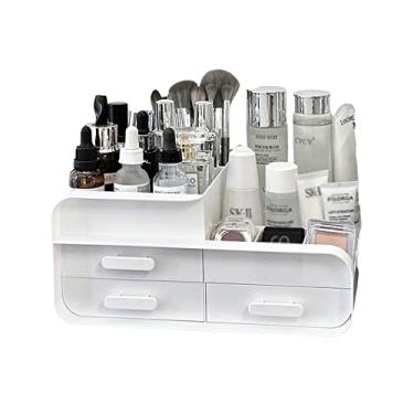 Imagem de UTILES Organizador de maquiagem para penteadeira, armazenamento de mesa com 3 gavetas, pincéis de maquiagem para bancada, batons, recipiente de esmalte