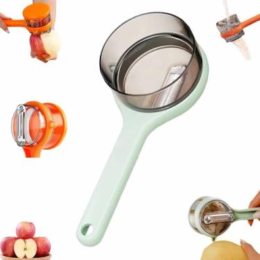 Imagem de Double-Sided Vegetable Peeler with Storage Box, Stainless Steel Blade Peeling Knife, Fruit Peeler with Storage Bucket, Multifunctional Kitchen Tool for Potato, Carrot (Green, 1)