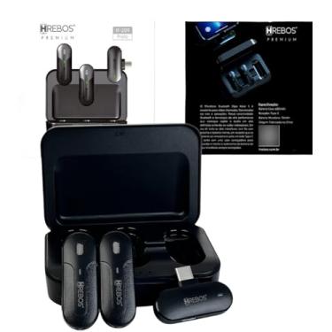 Imagem de Microfone de Lapela Sem Fio Duplo Digital Tipo-C Hrebos IF-209 com Case LED – Compatível com iPhone 15/16, Samsung, Xiaomi e USB-C | Captação 360º, Redução de Ruído, Longo Alcance e Áudio Profissional