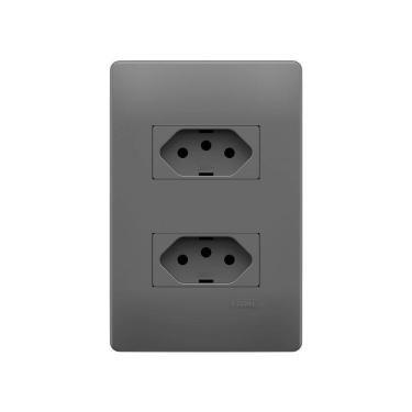 Imagem de Tomada Dupla Fame Habitat Onix 2P+T 10A com Placa 4x2