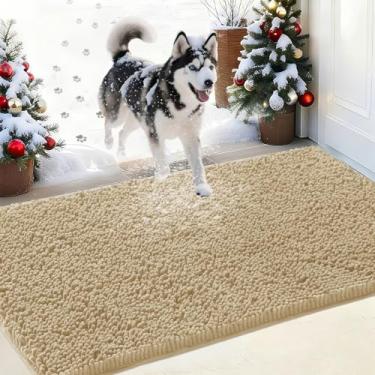 Imagem de IM HOME Capacho absorvente de chenille para ambientes externos 76,2 cm x 50,8 cm, tapetes laváveis e enlameados para cães, capacho interno antiderrapante, tapete de cachorro para patas enlameadas