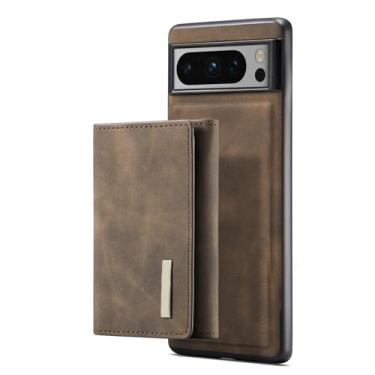 Imagem de Capa de couro para Google Pixel 8 Pro/Pixel 8, capa carteira magnética destacável com porta-cartões durável, proteção à prova de choque, café, 8