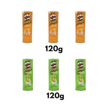 Imagem de Pringles Batata Kit c/ 6 un. - Kellogg, 3un. Sabor Creme e Cebola 120g