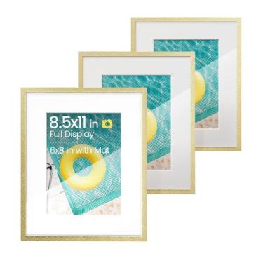 Imagem de Porta-retratos Heimlove Metal Gold 22x28 cm com tapete de 15x20 cm