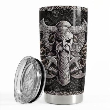 Imagem de Copo para beber SANDJEST Viking, copo de aço inoxidável de 20 onças