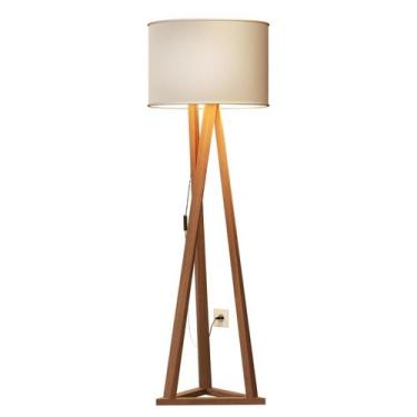 Imagem de Luminária Tripé Moderna Ibiza Sala Leitura Luxo Com Cupula E Pés Em Ma