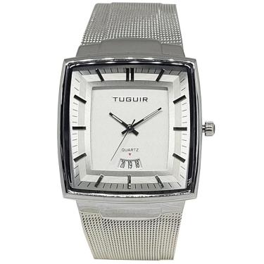Imagem de Relógio Tuguir Masculino Ref: 9311 Tg30335 Retangular Mesh Prateado