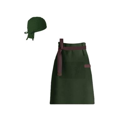 Imagem de Avental de Cintura e Bandana Faixa Verde Escuro Cafeteria Bar