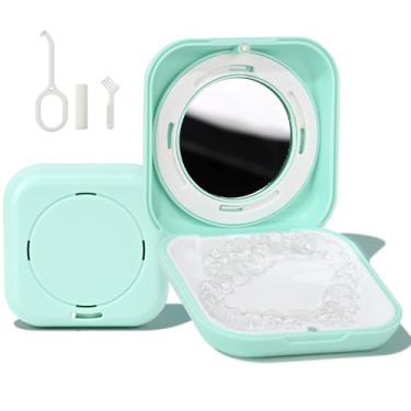 Imagem de HEMILAB® Capa retentora, estojo alinhador fino com orifícios de ventilação, compatível com Invisalign, estojo protetor de boca com espelho, estojo de retentor ortodôntico fofo com ferramenta de