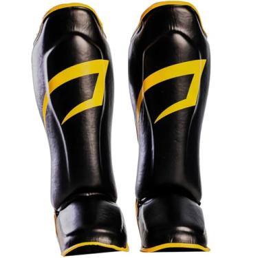 Imagem de Caneleira Muay Thai Kickboxing Profissional New Impact Pretorian (PRETO/AMARELO, G)