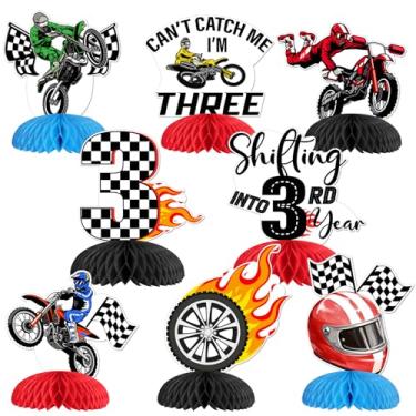 Imagem de Motorcycle 3rd Birthday Honeycomb Centerpieces 8pcs Dirt Bike Third Birthday Decors Can't Catch Me I'm Three Table Decor Motocross Motorcycle Motorbike Racing Extreme Sports Rider Bday Party Supplies
