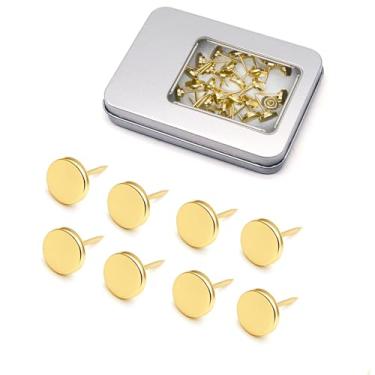Imagem de Haowuliao 30 peças de pinos decorativos de metal dourado para placas de cortiça