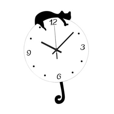 Imagem de Fenteer Relógio de parede de gato, decoração, presente, fofo, fashion, silencioso, elegante, minimalista, ornamento, relógio decorativo para sala de estudo, Top Cat