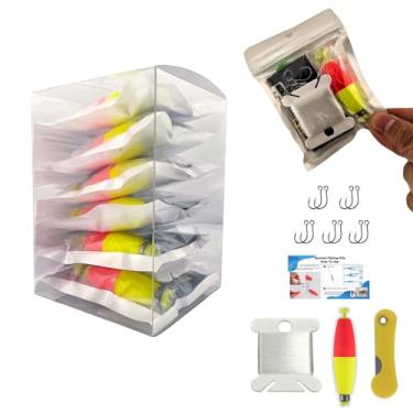 Imagem de LoDinpo Mini kit de pesca de sobrevivência – equipamento de pesca de emergência para caminhadas, acampamento, mochila – kit compacto de pesca de sobrevivência com ganchos, linha, boias e faca – ótimo