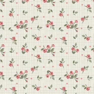 Imagem de Tecido Tricoline Floral Preferido Bege com Rosê e Rosa Chá - Fuxicos e